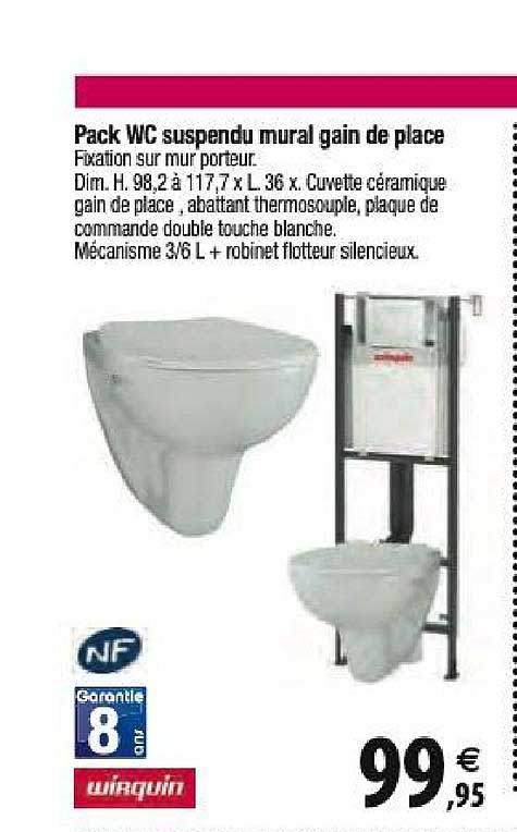 pack wc suspendu mural gain de place