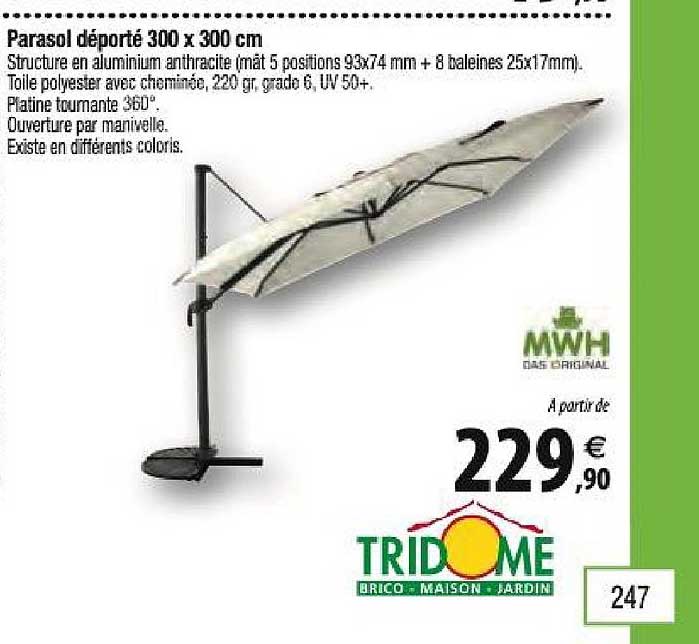 parasol déporté 300 x 300 cm mwh