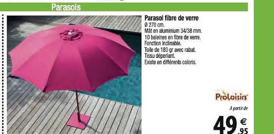 parasol fibre de verre proloisirs