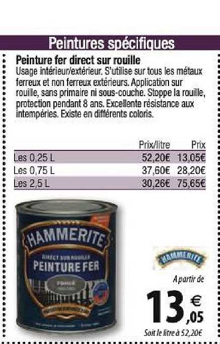 peinture fer direct sur rouille hammerite