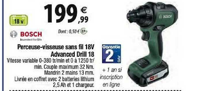 perceuse visseuse sans fil 18v advanced drill 18