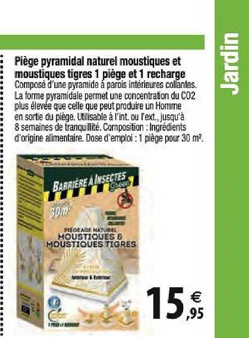 piège pyramidal naturel moustiques et moustique tigres 1 piège et 1 recharge