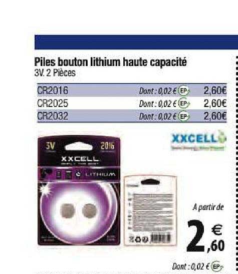 piles bouton lithium haute capacité