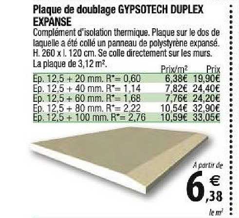 plaque de doublage gypsotech duplex expanse