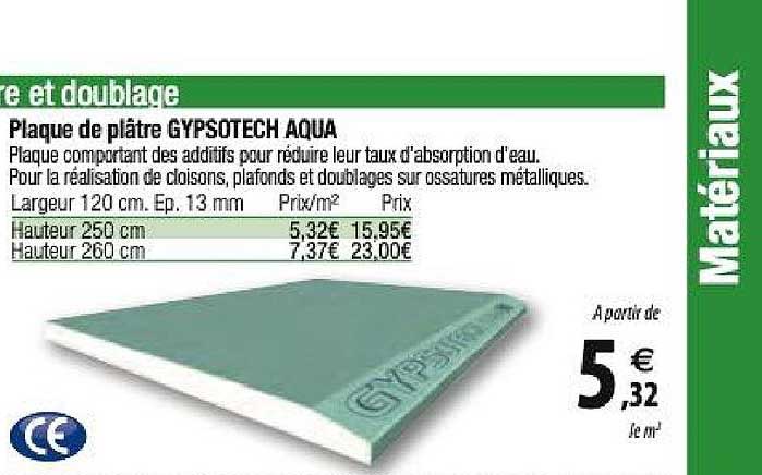 plaque de plâtre gypsotech aqua