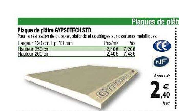plaque de plâtre gypsotech std