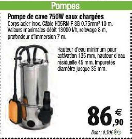 pompe de cave 750w eaux chargées