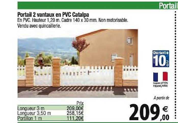 portail 2 vantaux en pvc catalpa