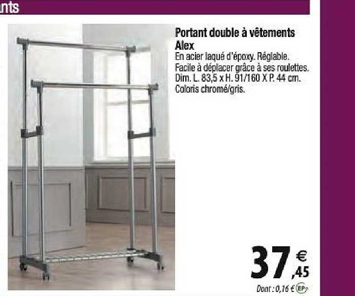 portant double à vêtements alex