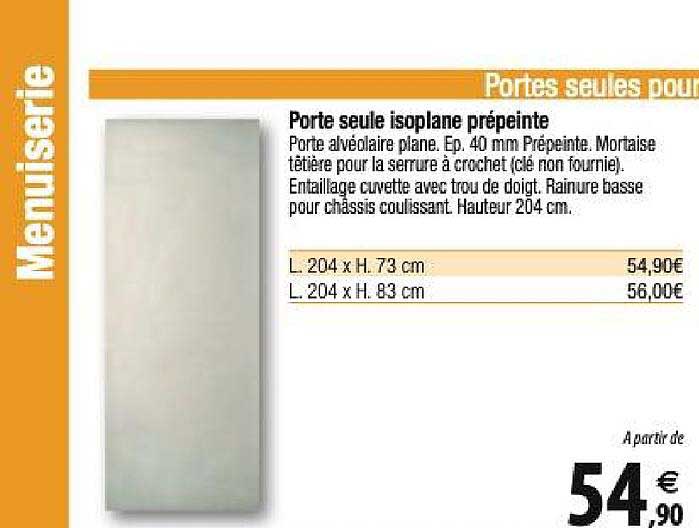 porte seule isoplane prépeinte