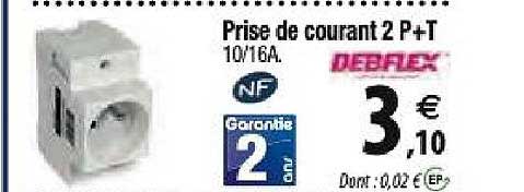 prise de courant 2 p+t  debflex