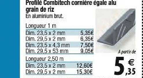 profilé combitech cornière égale alu grain de riz