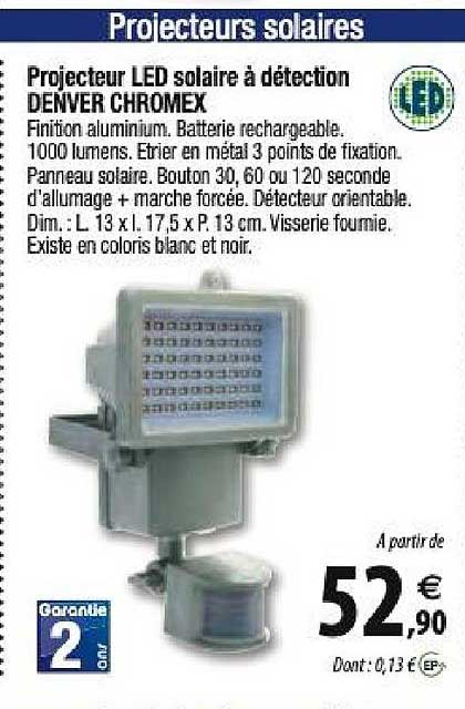 projecteur led solaire à détection denver chromex