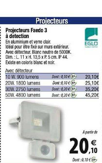 projecteurs faedo 3 à detection eglo