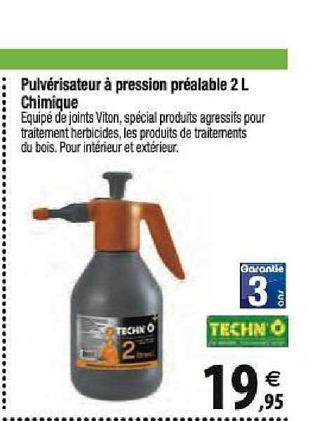 pulvérisateur à pression préalable 2l chimique techn'ô