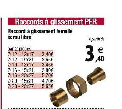 raccord à glissement femelle écrou libre