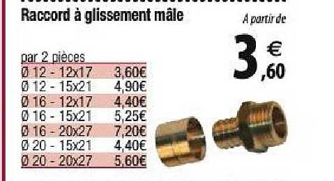 raccord à glissement mâle