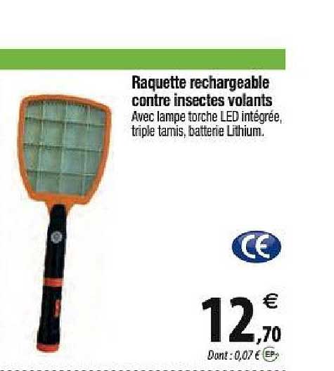 raquette rechargeable contre insectes volants