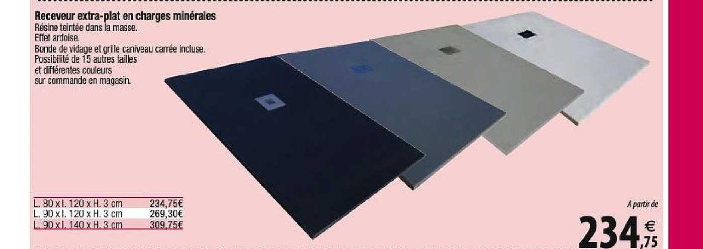 receveur extra plat en charges minérales