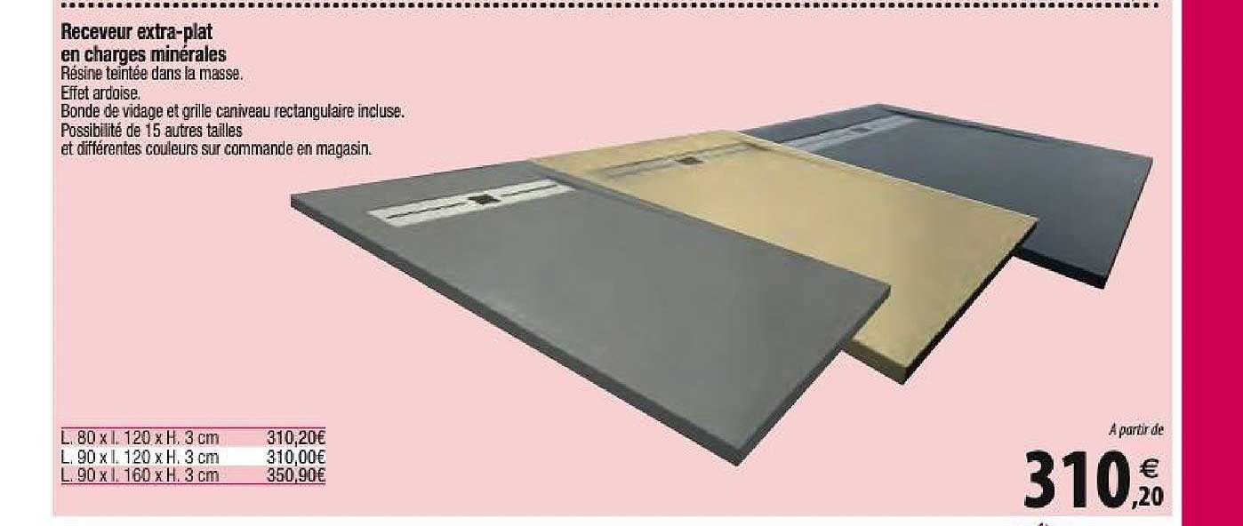 receveur extra plat en charges minérales