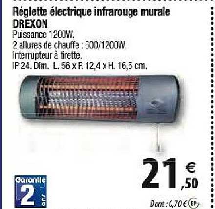réglette électrique infrarouge murale drexon