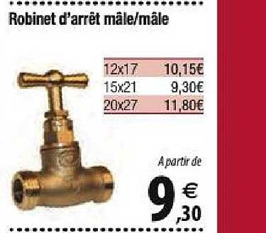 robinet d'arrêt mâle mâle