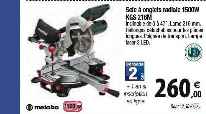 scie à onglets radiale 1500w kgs 216m
