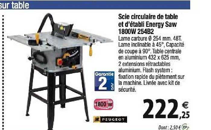 scie circulaire de table et d'établi energy saw 1800w 254b2