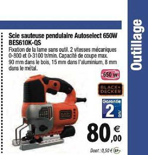 scie sauteuse pendulaire autoselect 650w bes610k qs