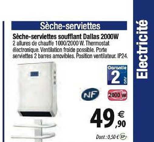 sèche serviettes soufflant dallas 2000w