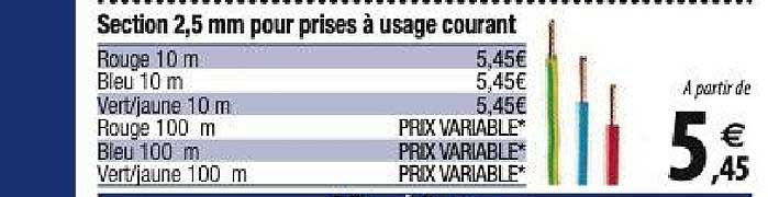 section 2,5 mm pour prises à usage courant