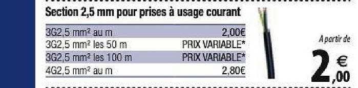 section 2,5 mm pour prises à usage courant