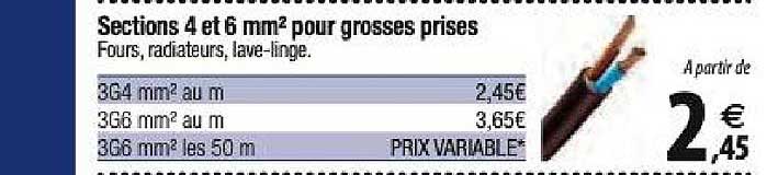 sections 4 et 6 mm2 pour grosses prises