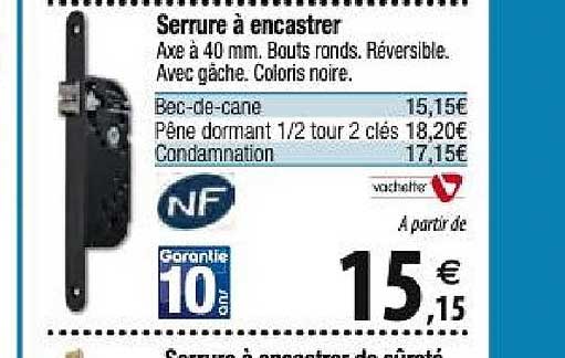 serrure à encastrer nf