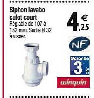 siphon lavabo culot court