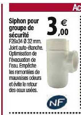 siphon pour groupe de sécurité