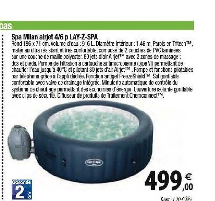 spa milan airjet 4-6 p lay-z-spa