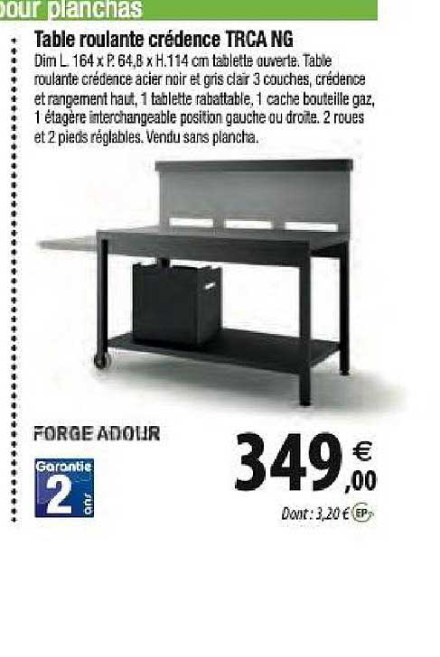 table roulante crédence trca ng