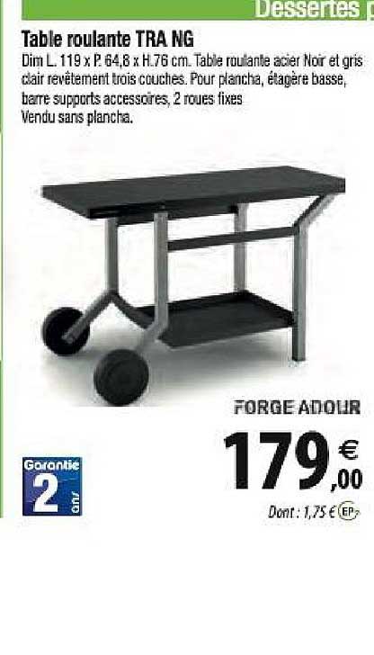 table roulante tra ng  forge adour