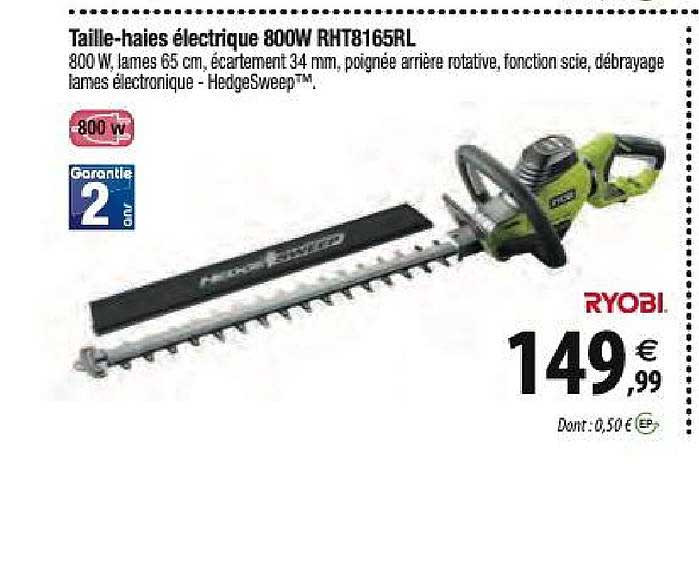 taille-haies électrique 800 w rht8165rl ryobi