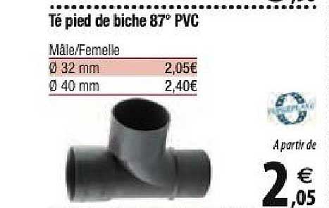 té pied de biche 87° pvc