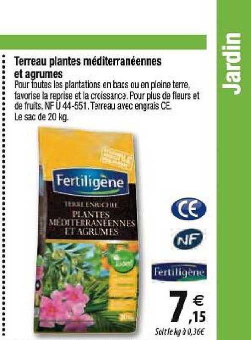 terreau plantes méditerranéennes et agrumes fertiligène