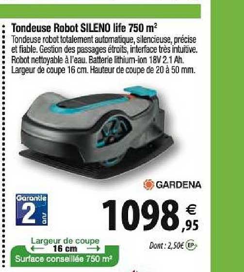 tondeuse robot sileno life 750 m2 gardena