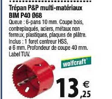 trépan p&p multi matériaux bim p40 68