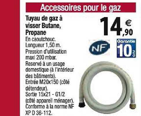 tuyau de gaz à visser butane propane