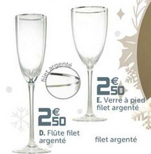 verre à pied filet argenté , flûte filet argenté