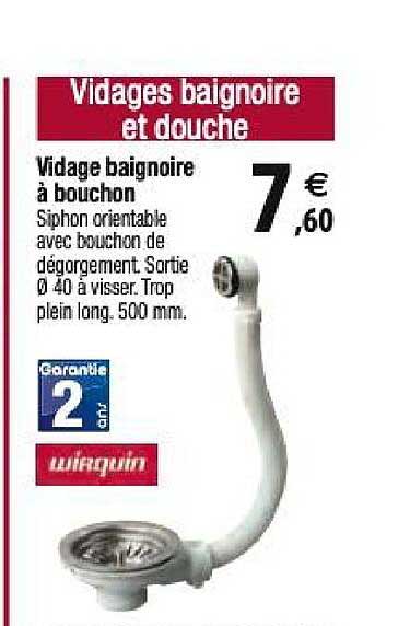 vidage baignoire à bouchon