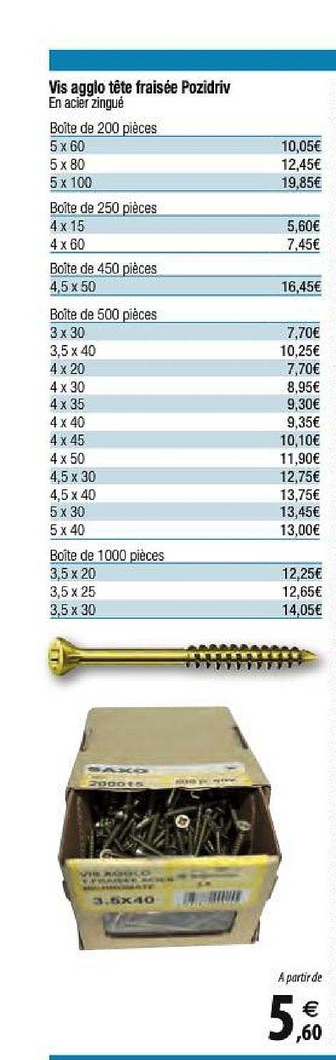 vis agglo tête fraisée pozidriv