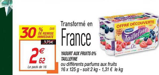 yaourt aux fruits 0% taillefine 30% de remise immédiate