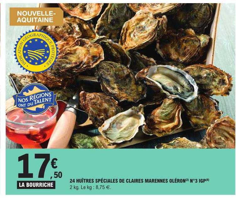 24 huîtres spéciales de claires marennes oléron n°3 igp